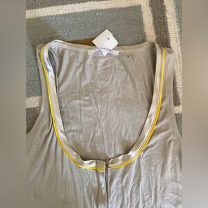 NWT T Tahari Gray yellow VERA KNIT Tank‎ Top zipper detail Size PETITE XL
